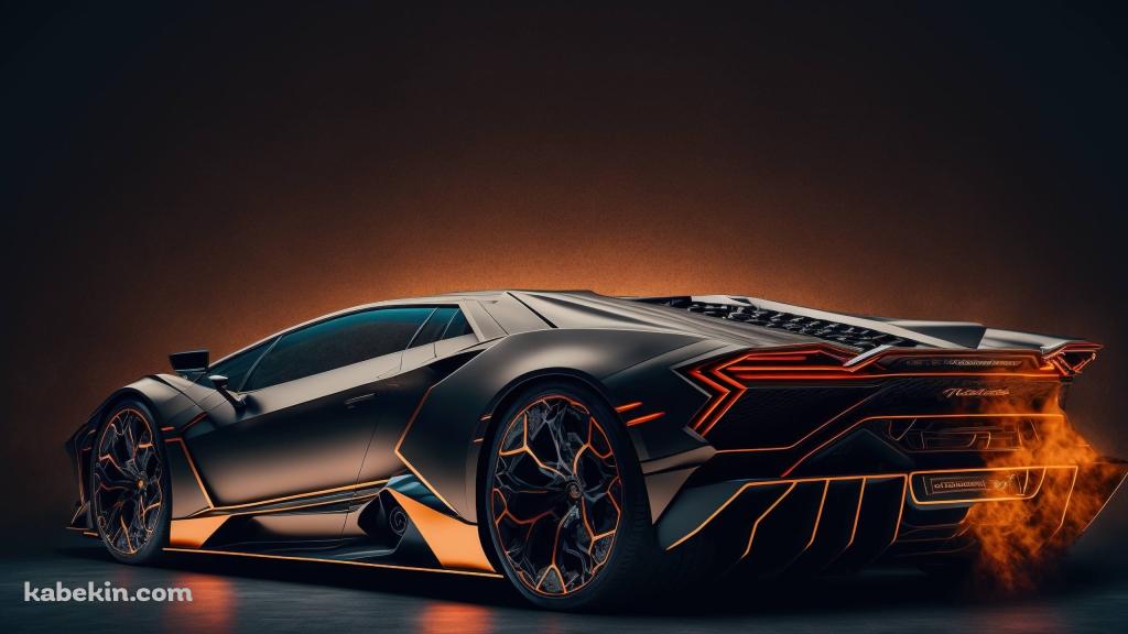 エンジンをふかすLamborghini aesthetic / ランボルギーニ / 炎 / 黒の壁紙(1024px x 576px) 高画質 PC・デスクトップ用