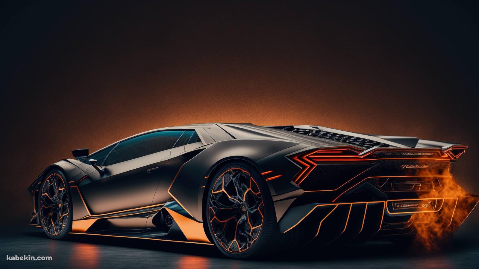 エンジンをふかすLamborghini aesthetic / ランボルギーニ / 炎 / 黒の壁紙(1600px x 900px) 高画質 PC・デスクトップ用