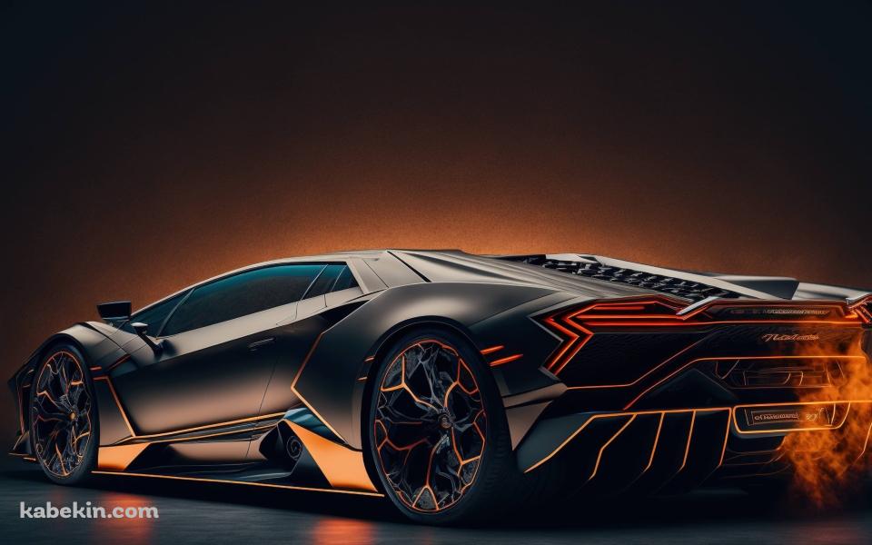 エンジンをふかすLamborghini aesthetic / ランボルギーニ / 炎 / 黒の壁紙(960px x 600px) 高画質 PC・デスクトップ用