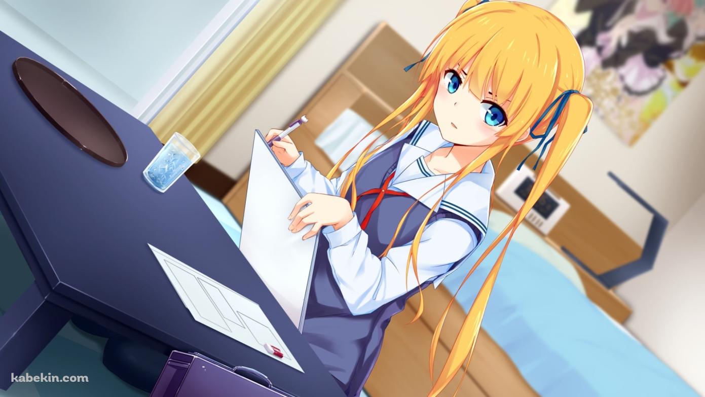 部屋で画用紙に絵を描く澤村・スペンサー・英梨々 / 冴えない彼女の育てかたの壁紙(1391px x 783px) 高画質 PC・デスクトップ用