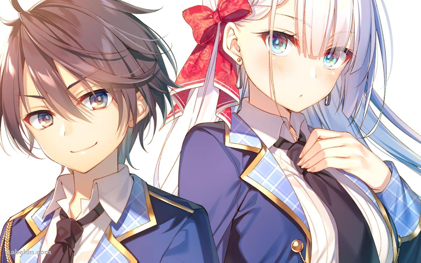 こちらを見つめるリーセリア・レイ・クリスタリアとレオニス・デス・マグナス / 聖剣学院の魔剣使いの壁紙(1440px x 900px) 高画質 PC・デスクトップ用