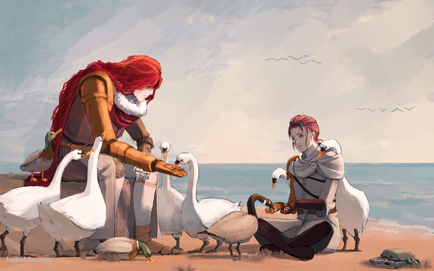 鳥と戯れるミリセントとミケラの刃マレニア / エルデンリングの壁紙(1440px x 900px) 高画質 PC・デスクトップ用