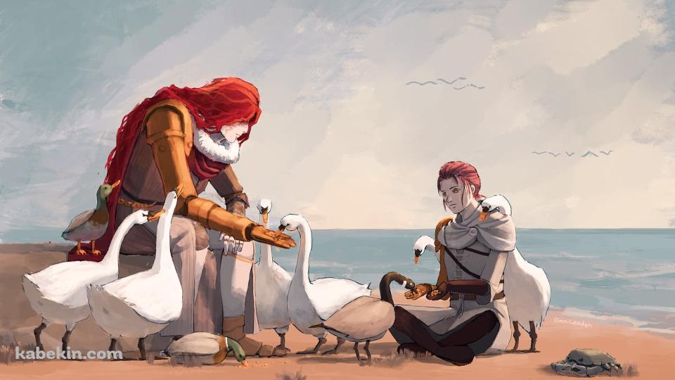 鳥と戯れるミリセントとミケラの刃マレニア / エルデンリングの壁紙(960px x 540px) 高画質 PC・デスクトップ用
