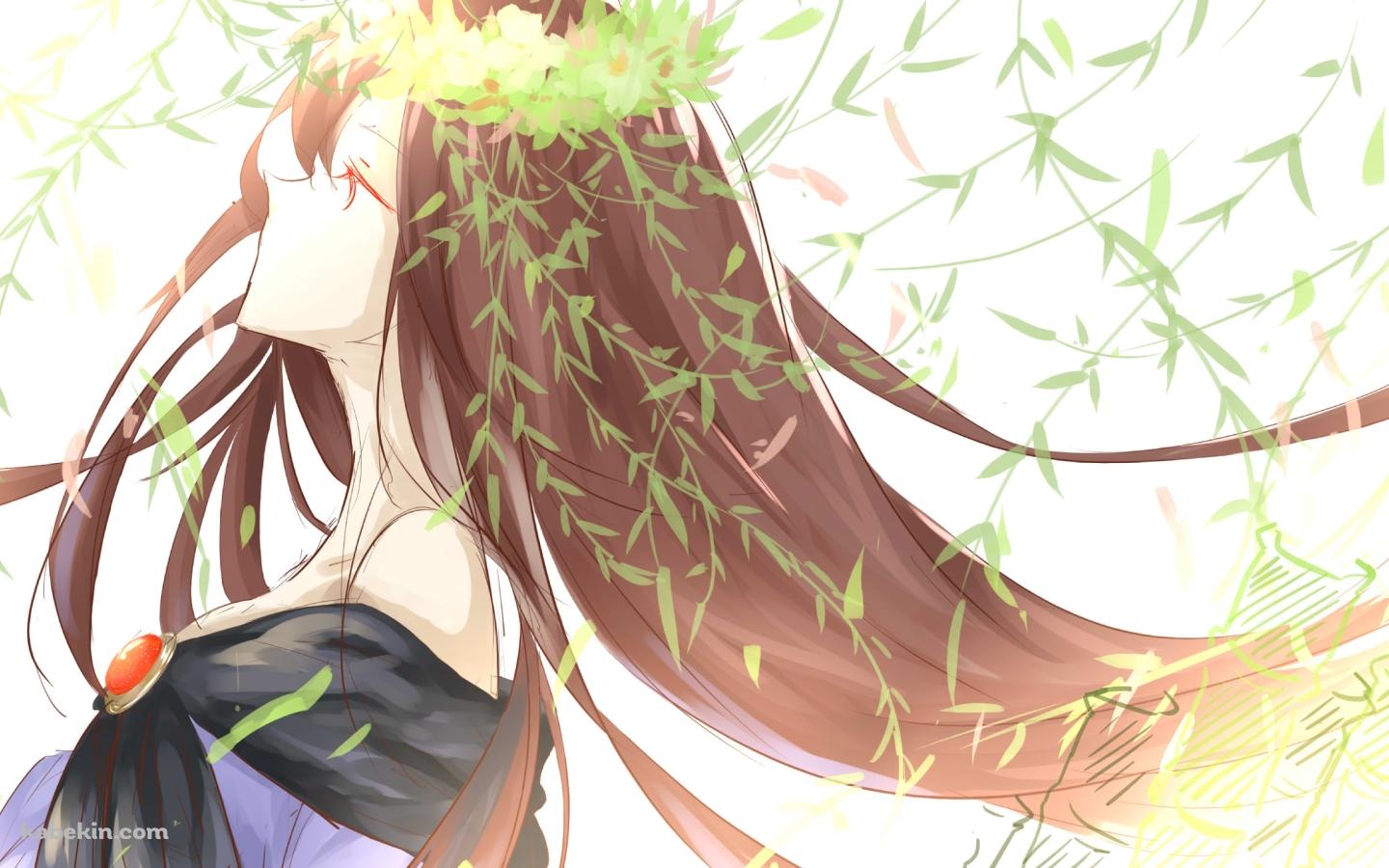 緑の葉と今泉影狼(いまいずみ かげろう) / 東方Projectの壁紙(1440px x 900px) 高画質 PC・デスクトップ用