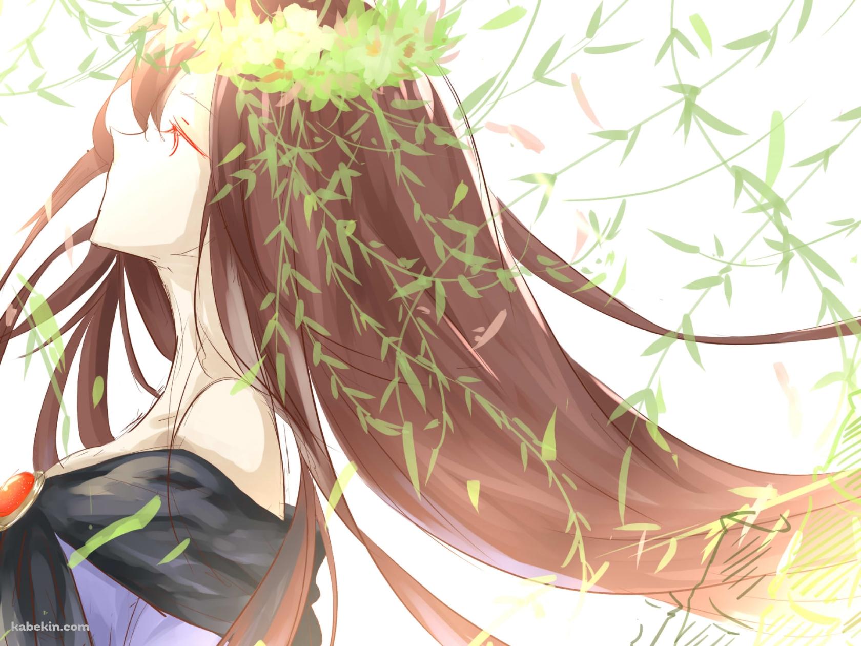 緑の葉と今泉影狼(いまいずみ かげろう) / 東方Projectの壁紙(1680px x 1260px) 高画質 PC・デスクトップ用