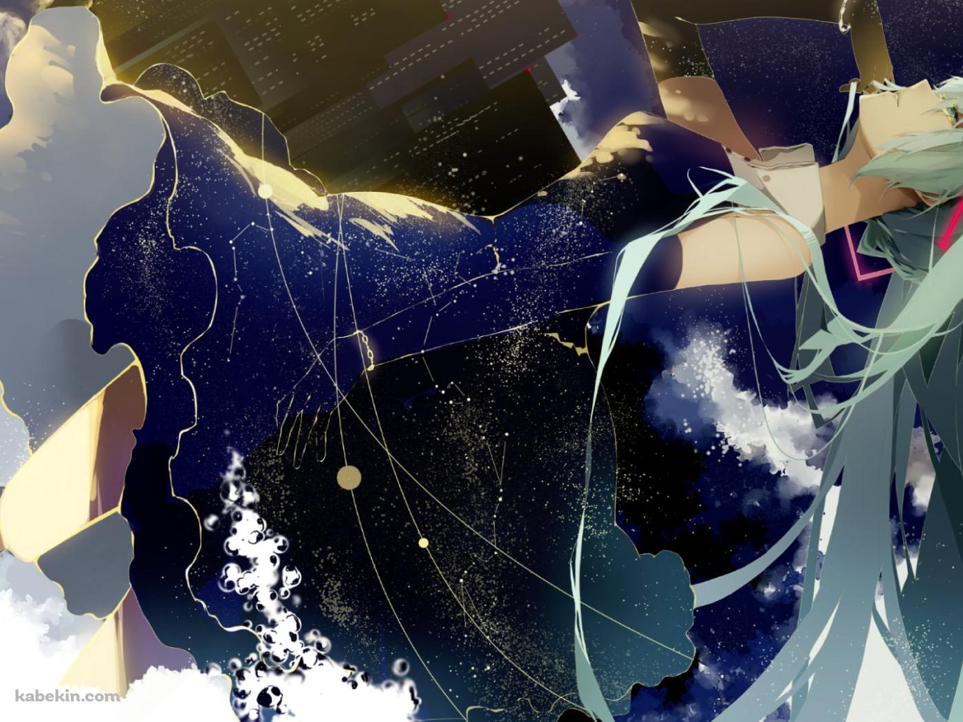 星空模様の洋服を着た初音ミク / ボカロ / ボーカロイドの壁紙(1400px x 1050px) 高画質 PC・デスクトップ用