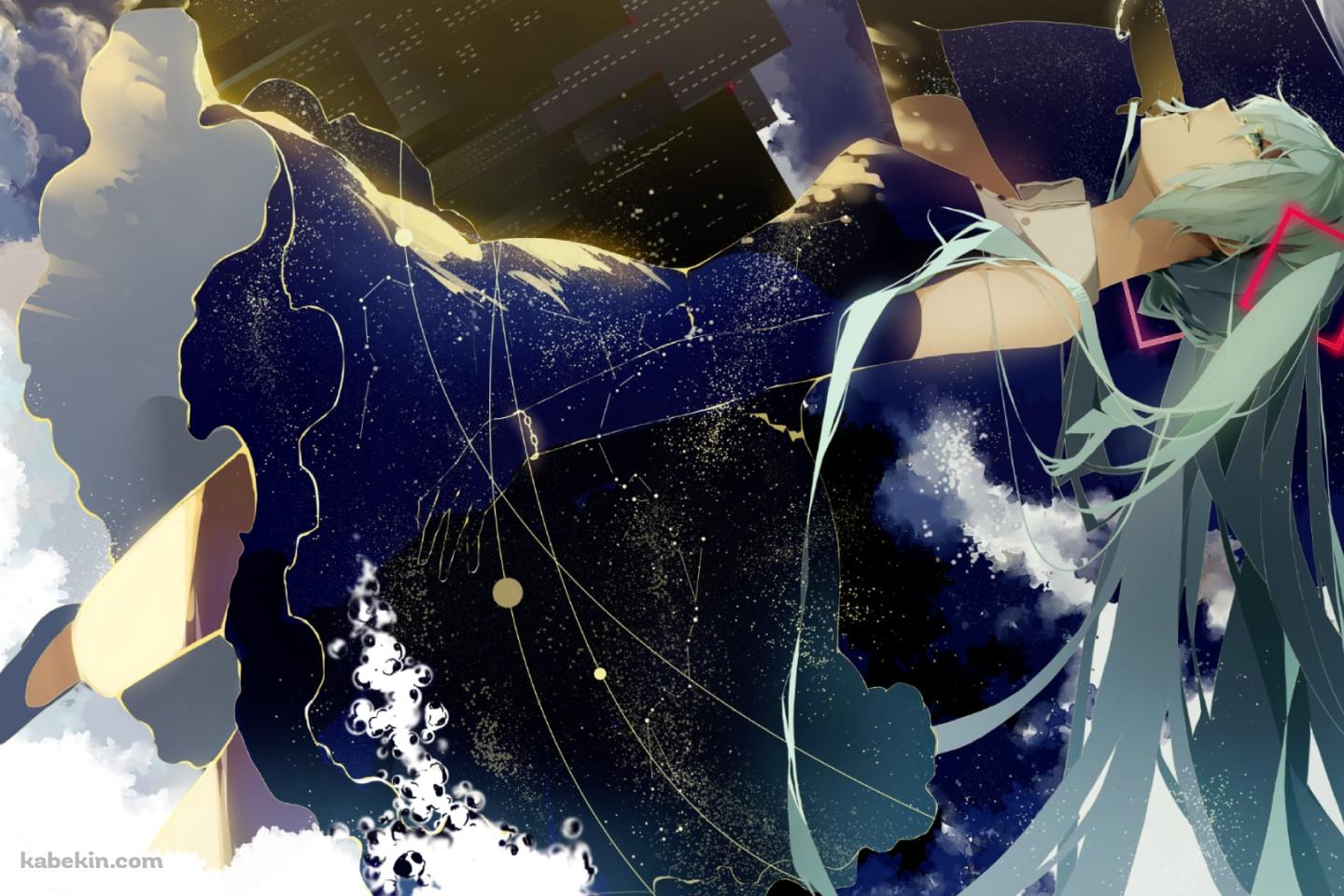 星空模様の洋服を着た初音ミク / ボカロ / ボーカロイドの壁紙(1440px x 960px) 高画質 PC・デスクトップ用