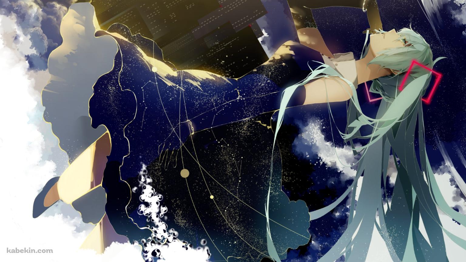 星空模様の洋服を着た初音ミク / ボカロ / ボーカロイドの壁紙(1536px x 864px) 高画質 PC・デスクトップ用