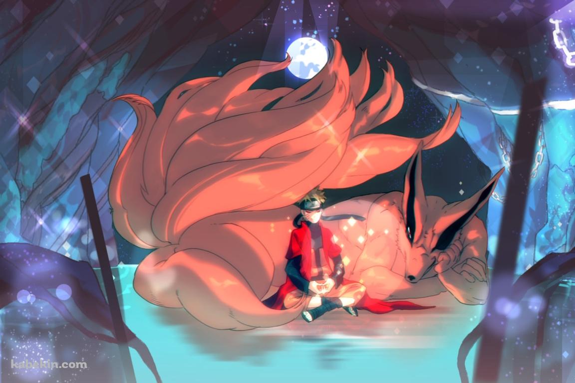 洞窟で瞑想するうずまきナルト / 九喇嘛 / NARUTOの壁紙(1152px x 768px) 高画質 PC・デスクトップ用
