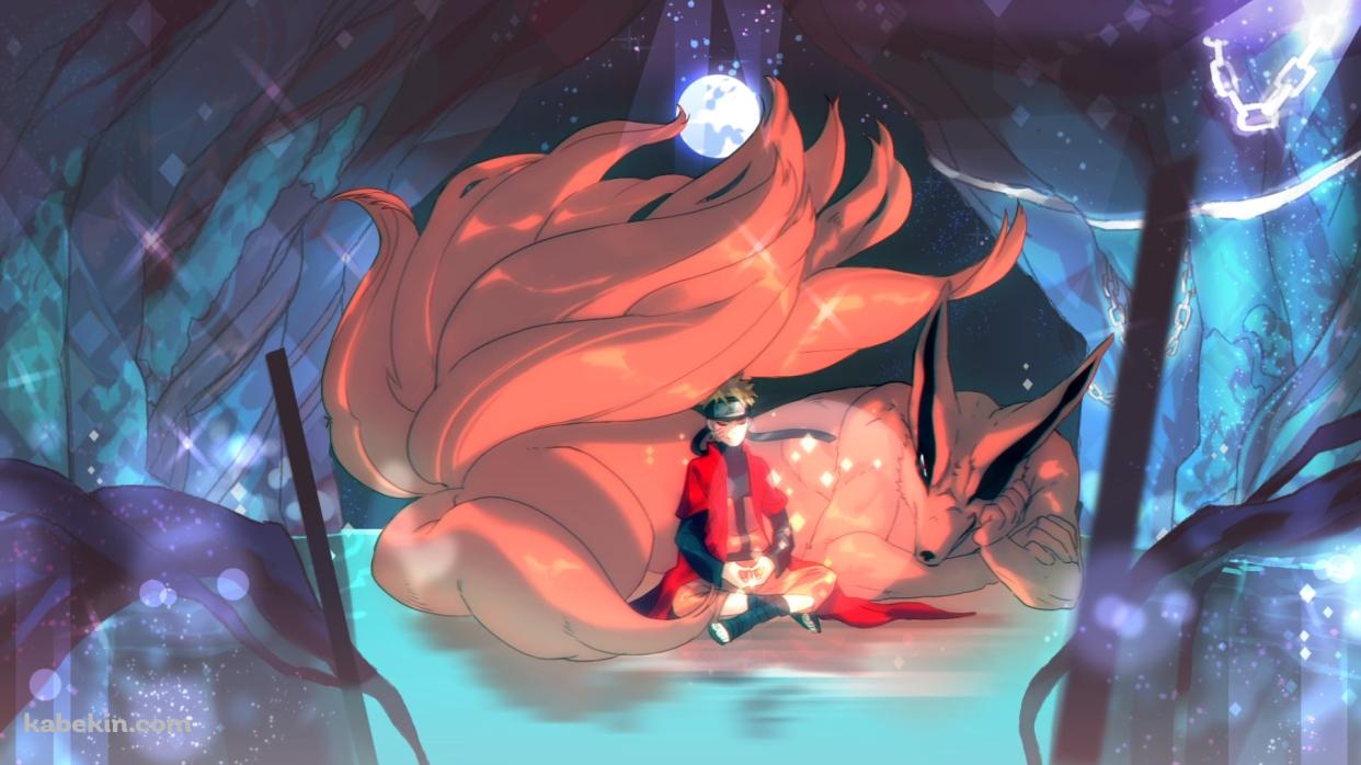 洞窟で瞑想するうずまきナルト / 九喇嘛 / NARUTOの壁紙(1242px x 698px) 高画質 PC・デスクトップ用