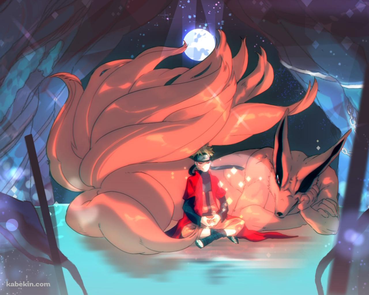 洞窟で瞑想するうずまきナルト / 九喇嘛 / NARUTOの壁紙(1280px x 1024px) 高画質 PC・デスクトップ用