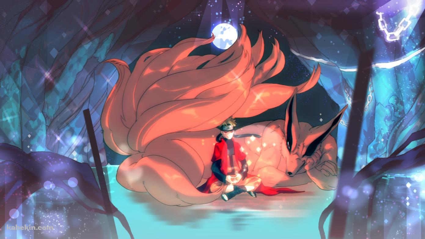 洞窟で瞑想するうずまきナルト / 九喇嘛 / NARUTOの壁紙(1391px x 783px) 高画質 PC・デスクトップ用