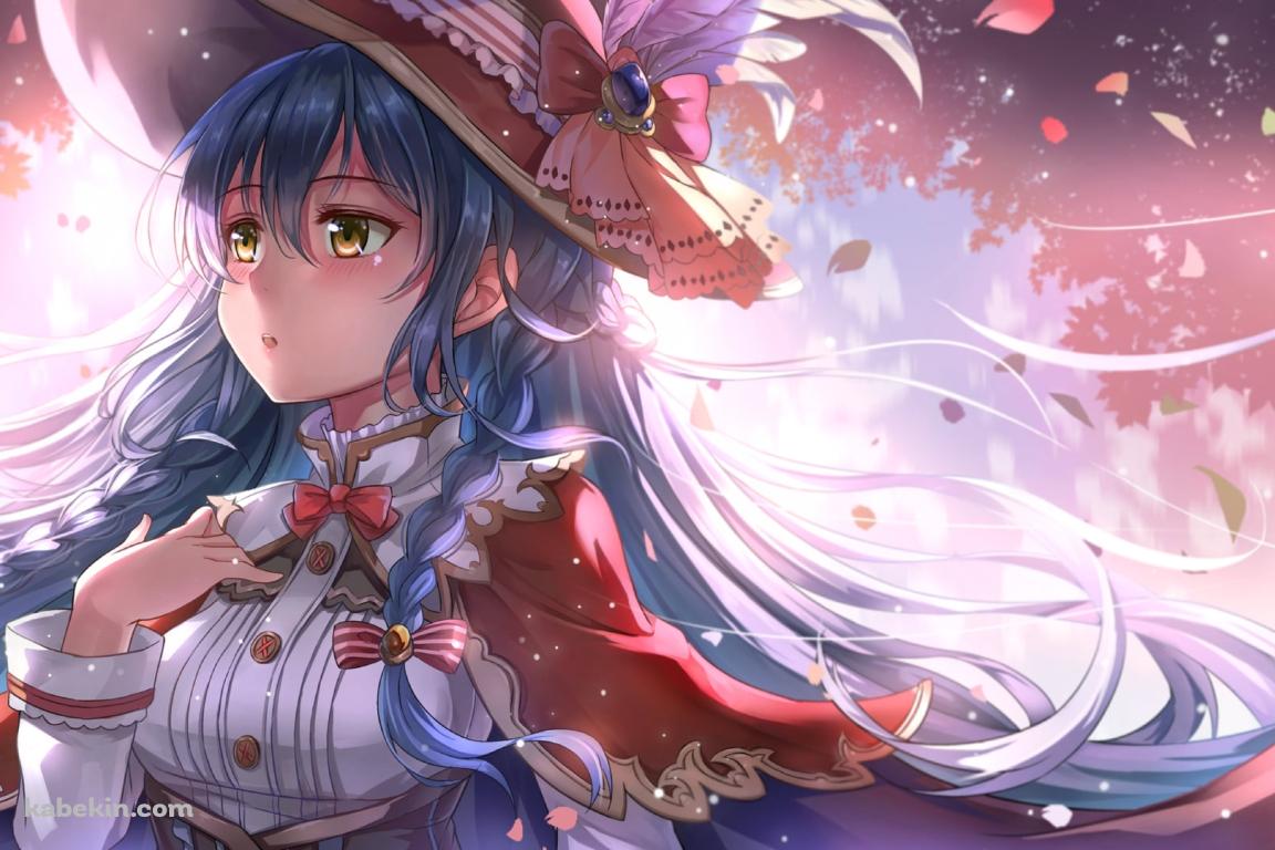 胸元に手をあてる可愛い園田海未 / ラブライブ!の壁紙(1152px x 768px) 高画質 PC・デスクトップ用