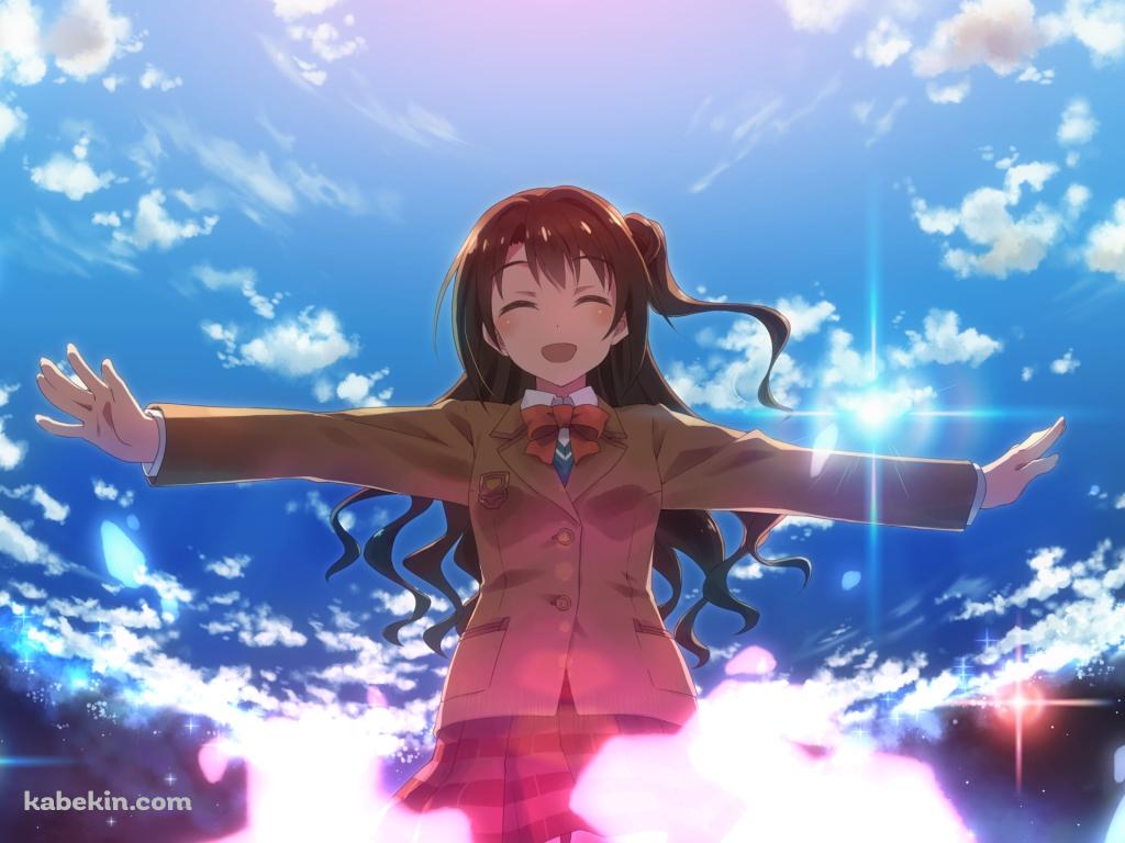 青空の下で両手を広げる島村卯月 / アイドルマスターシンデレラガールズの壁紙(1024px x 768px) 高画質 PC・デスクトップ用