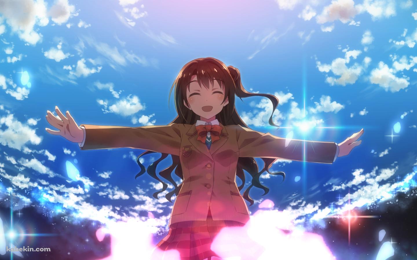 青空の下で両手を広げる島村卯月 / アイドルマスターシンデレラガールズの壁紙(1440px x 900px) 高画質 PC・デスクトップ用