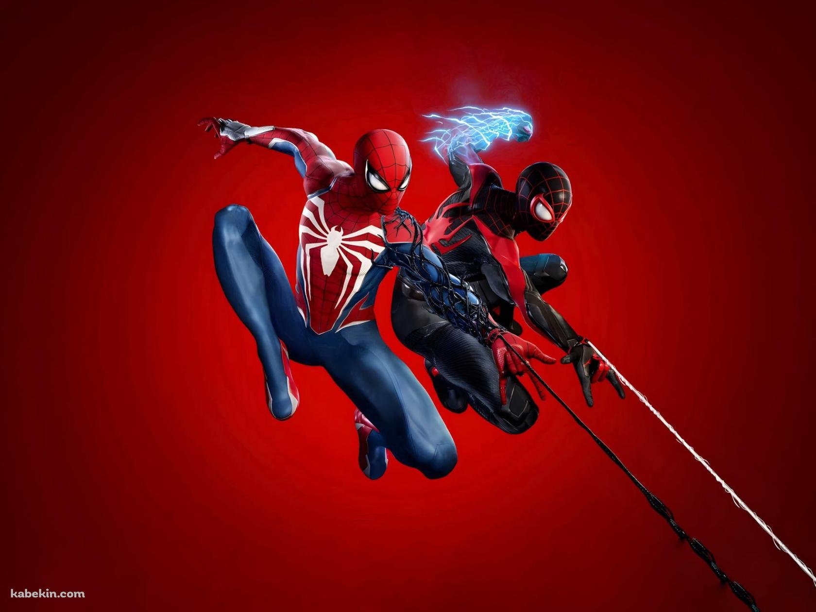 同時に糸を出すスパイダーマンとブラックスパイダーマン / ピーター・パーカー / MARVELの壁紙(1680px x 1260px) 高画質 PC・デスクトップ用