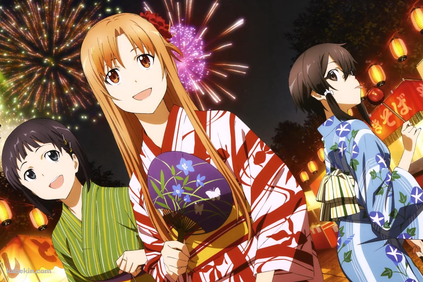 アスナ / 朝田詩乃 / 桐ヶ谷直葉 / 夏祭り / SAO / ソードアートオンラインの壁紙(1440px x 960px) 高画質 PC・デスクトップ用