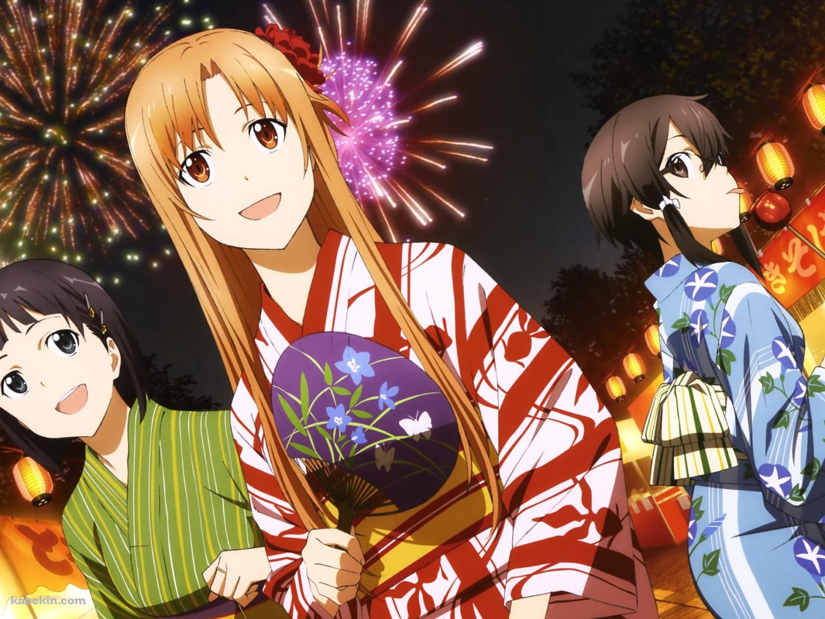 アスナ / 朝田詩乃 / 桐ヶ谷直葉 / 夏祭り / SAO / ソードアートオンラインの壁紙(1680px x 1260px) 高画質 PC・デスクトップ用