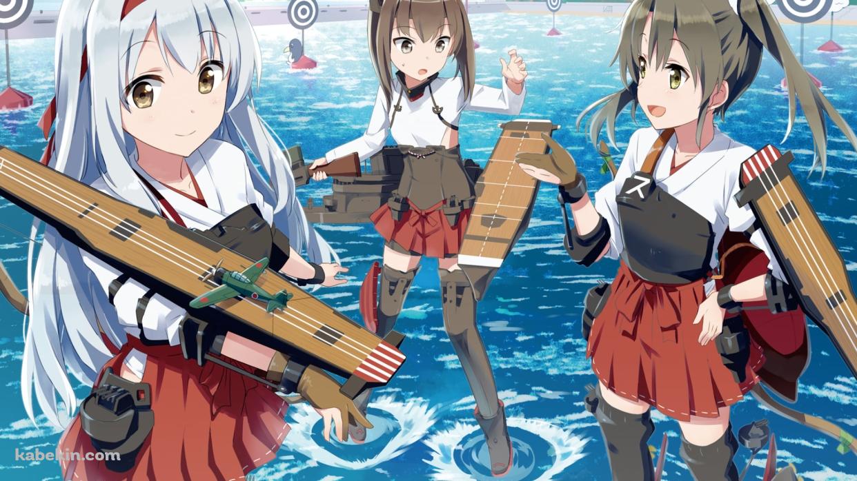 海上で訓練する翔鶴・瑞鶴・大鳳 / 艦隊これくしょんの壁紙(1242px x 698px) 高画質 PC・デスクトップ用