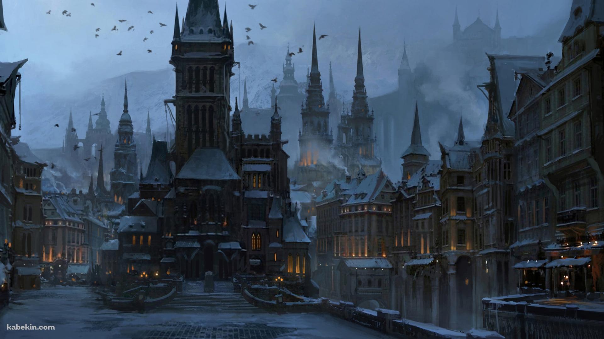 冬、欧州の街並み / European cityscape in winterの壁紙(1920px x 1080px) 高画質 PC・デスクトップ用