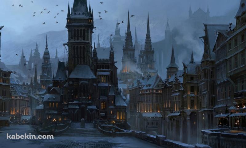 冬、欧州の街並み / European cityscape in winterの壁紙(800px x 480px) 高画質 PC・デスクトップ用