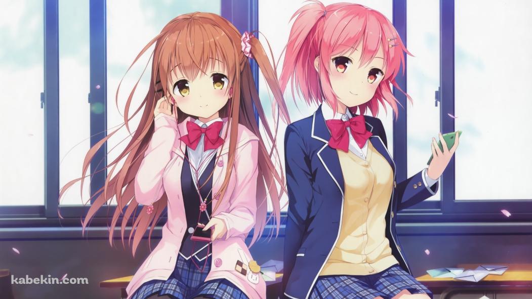 学校の机に座る姫野星奏 / 新堂彩音 / 恋×シンアイ彼女の壁紙(1051px x 591px) 高画質 PC・デスクトップ用