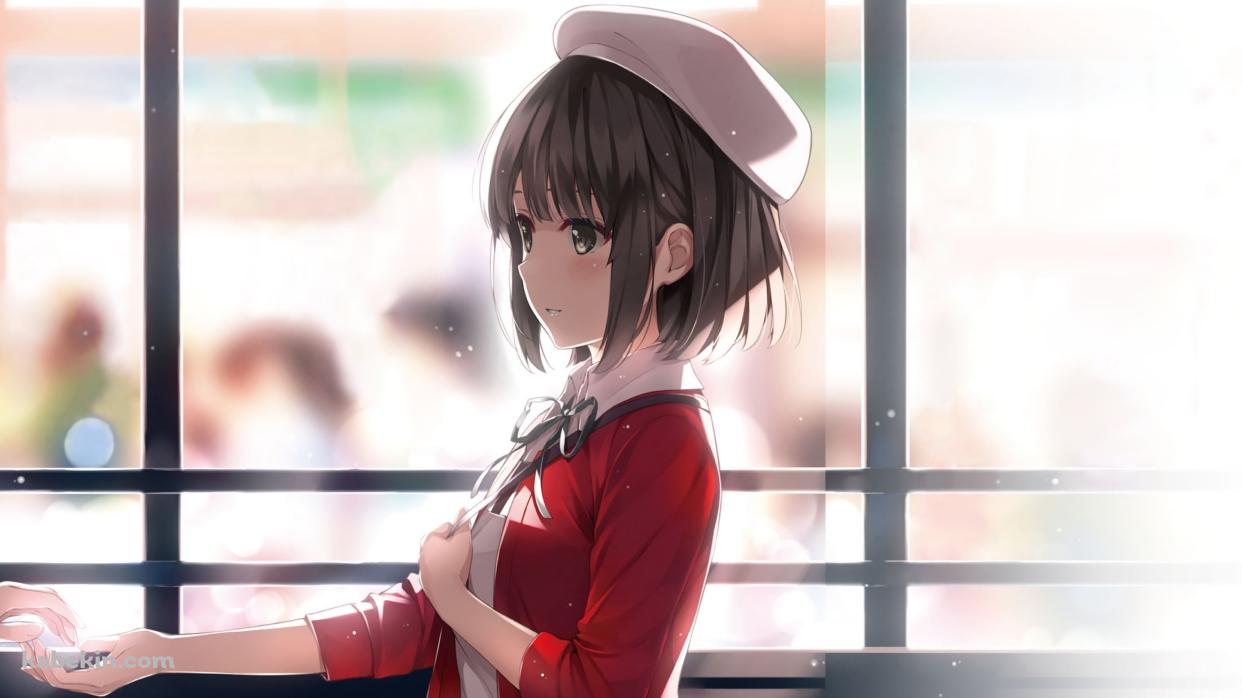 手を差し伸べる赤い服を着た可愛い加藤恵 / 冴えない彼女の育てかたの壁紙(1242px x 698px) 高画質 PC・デスクトップ用