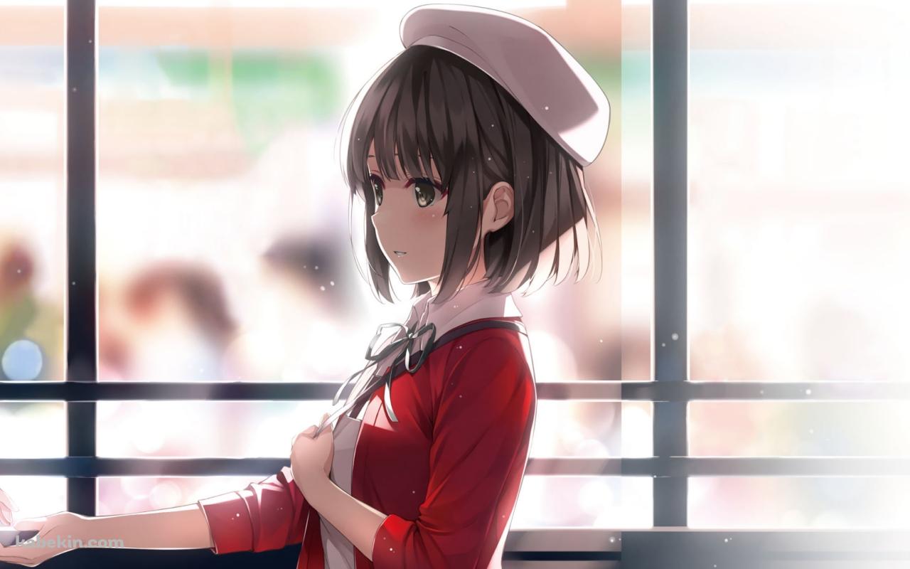 手を差し伸べる赤い服を着た可愛い加藤恵 / 冴えない彼女の育てかたの壁紙(1280px x 800px) 高画質 PC・デスクトップ用