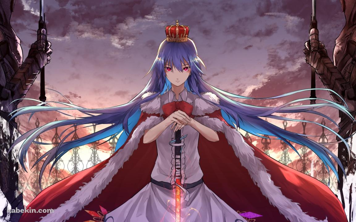 ダークソウル×東方 / 赤いマントを付けた比那名居天子(ひななゐてんし) / 東方緋想天の壁紙(1152px x 720px) 高画質 PC・デスクトップ用