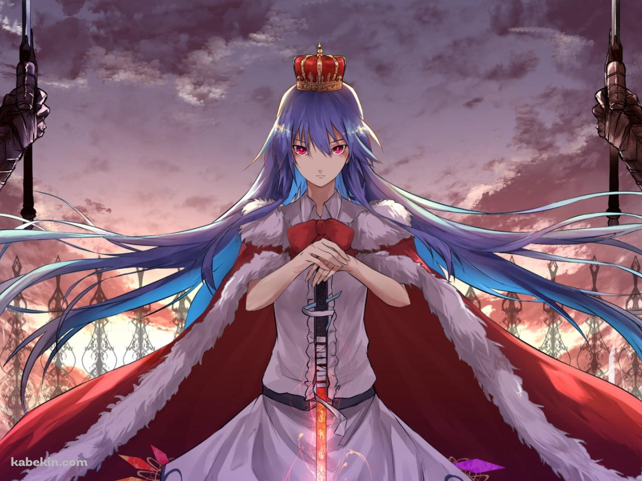 ダークソウル×東方 / 赤いマントを付けた比那名居天子(ひななゐてんし) / 東方緋想天の壁紙(1280px x 960px) 高画質 PC・デスクトップ用