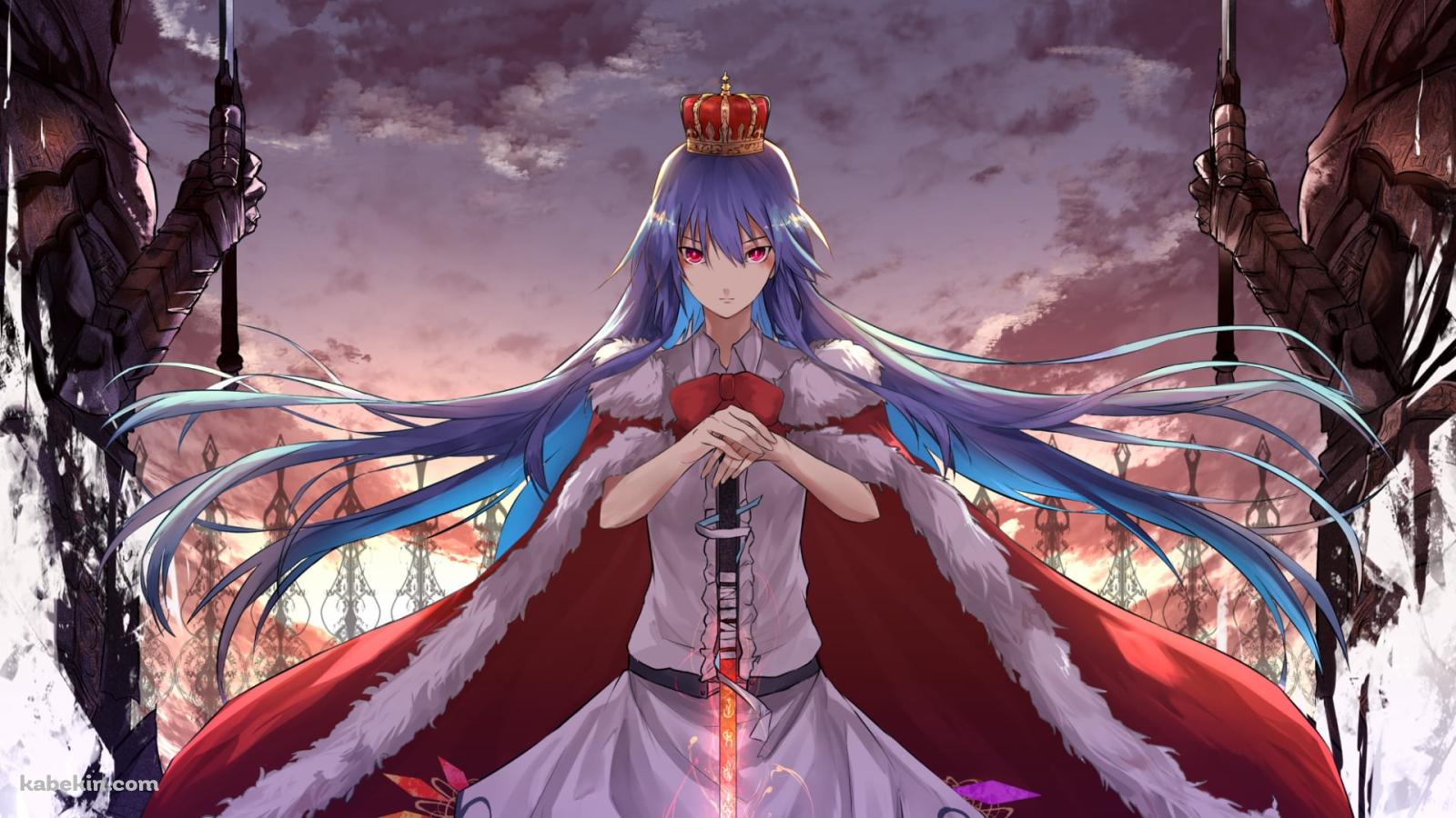 ダークソウル×東方 / 赤いマントを付けた比那名居天子(ひななゐてんし) / 東方緋想天の壁紙(1600px x 900px) 高画質 PC・デスクトップ用