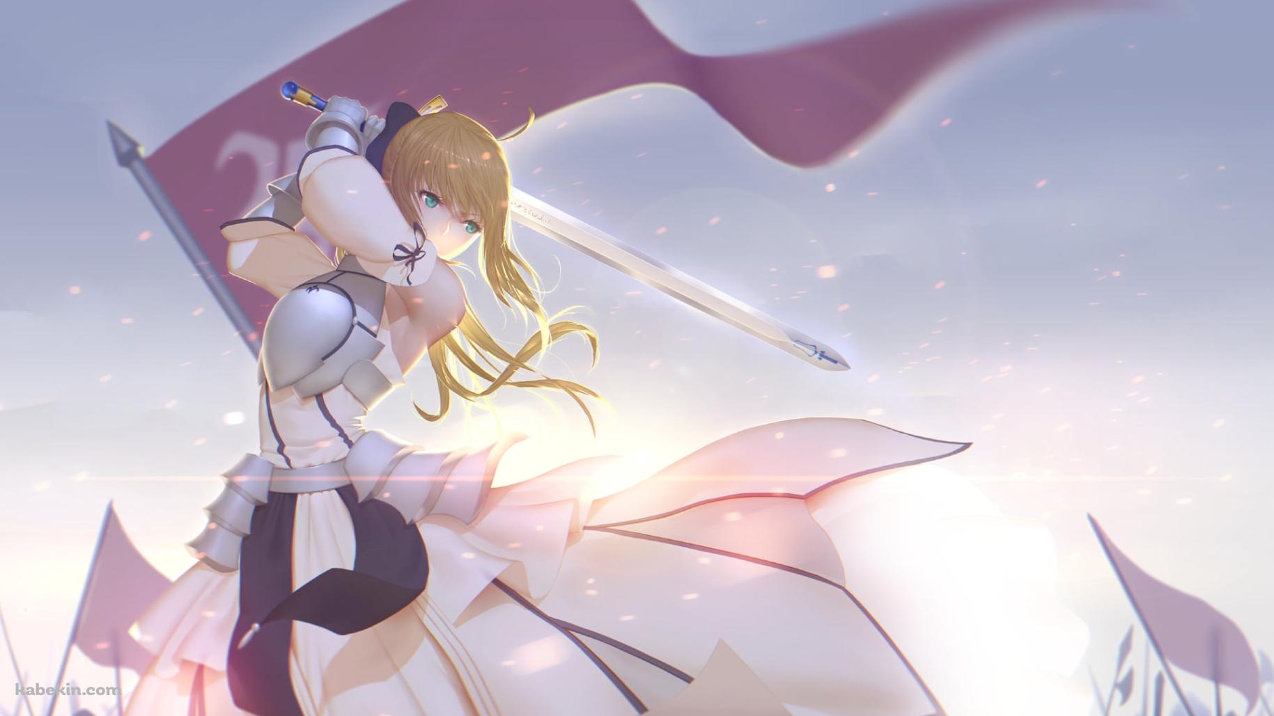 剣を上段に構える白い甲冑を着たセイバー・リリィ / アルトリア・ペンドラゴン / Fate/unlimited codesの壁紙(1829px x 1029px) 高画質 PC・デスクトップ用