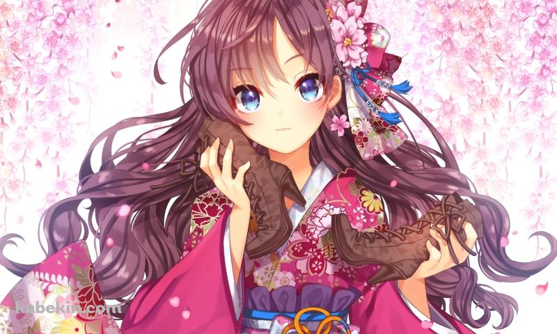 ピンクの着物を着た可愛い一ノ瀬志希(いちのせ しき) / アイドルマスターシンデレラガールズの壁紙(800px x 480px) 高画質 PC・デスクトップ用