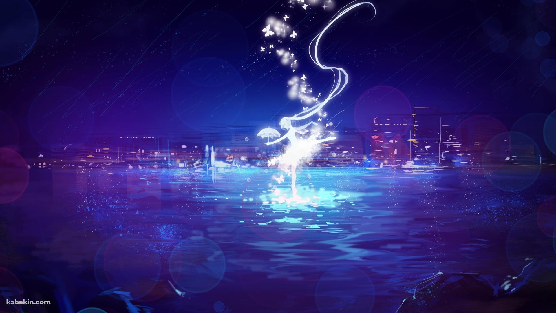 紫の海上と光る初音ミク / ボカロ / ボーカロイドの壁紙(1920px x 1080px) 高画質 PC・デスクトップ用