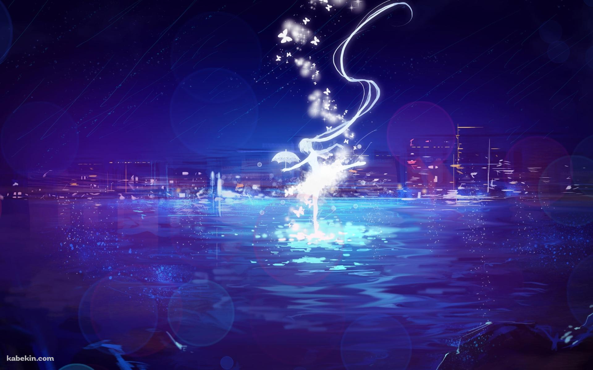紫の海上と光る初音ミク / ボカロ / ボーカロイドの壁紙(1920px x 1200px) 高画質 PC・デスクトップ用