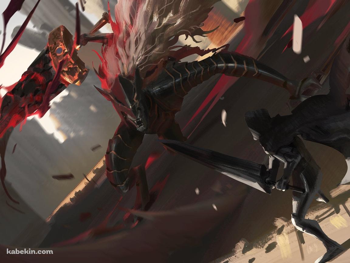 褪せ人 (あせびと) VS 黒き剣のマリケス / エルデンリングの壁紙(1152px x 864px) 高画質 PC・デスクトップ用