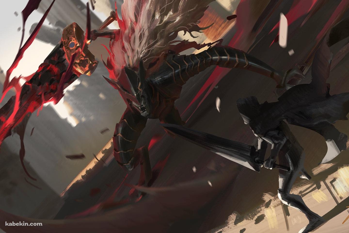 褪せ人 (あせびと) VS 黒き剣のマリケス / エルデンリングの壁紙(1440px x 960px) 高画質 PC・デスクトップ用