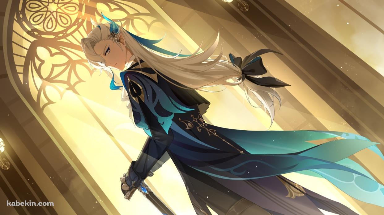 教会で剣に手をかけるヌヴィレット / Neuvillette / 原神の壁紙(1242px x 698px) 高画質 PC・デスクトップ用