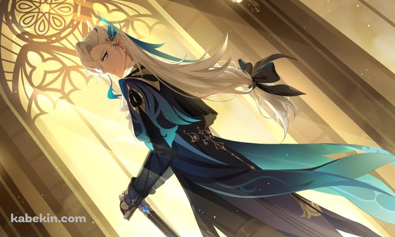 教会で剣に手をかけるヌヴィレット / Neuvillette / 原神の壁紙(800px x 480px) 高画質 PC・デスクトップ用