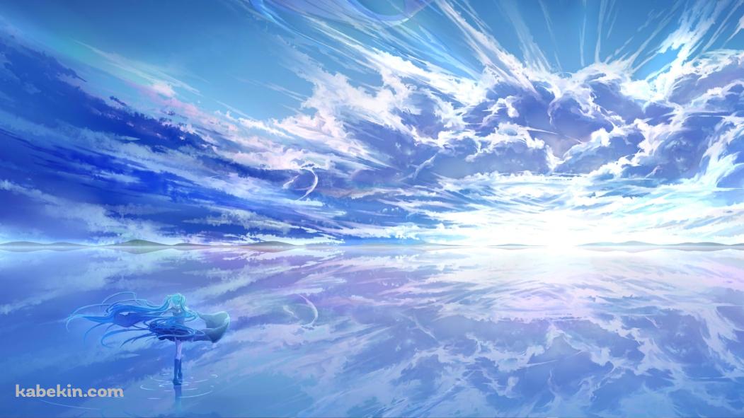 ウユニ湖に立つ初音ミク / ボカロの壁紙(1051px x 591px) 高画質 PC・デスクトップ用