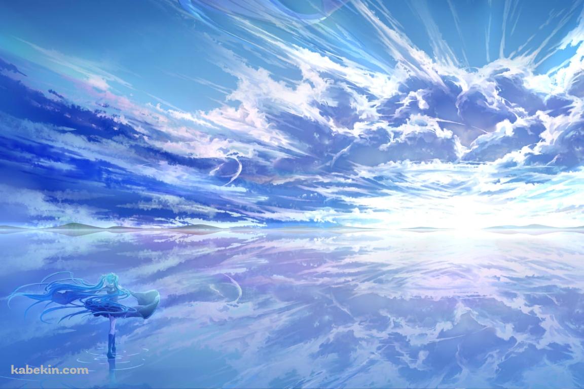 ウユニ湖に立つ初音ミク / ボカロの壁紙(1152px x 768px) 高画質 PC・デスクトップ用