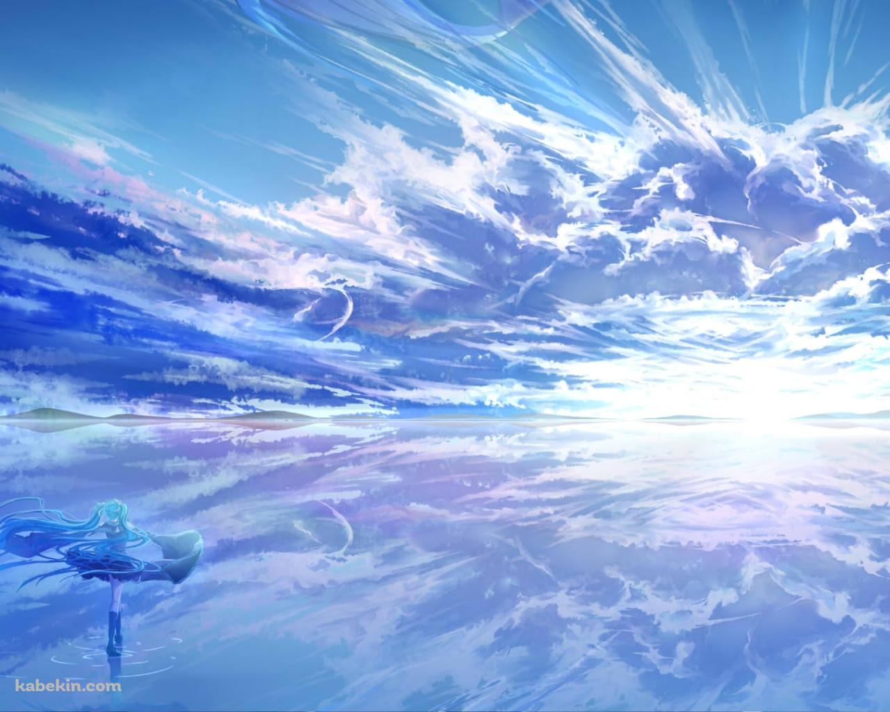 ウユニ湖に立つ初音ミク / ボカロの壁紙(1280px x 1024px) 高画質 PC・デスクトップ用