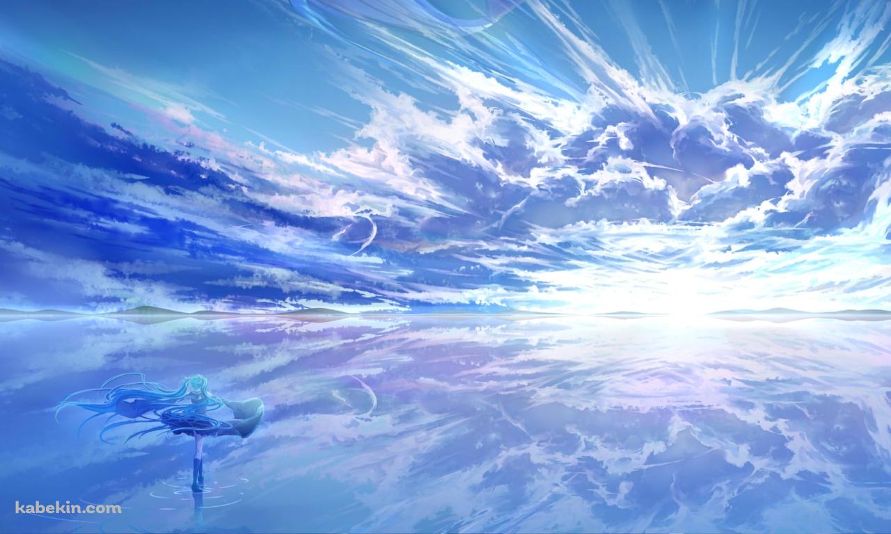 ウユニ湖に立つ初音ミク / ボカロの壁紙(1280px x 768px) 高画質 PC・デスクトップ用