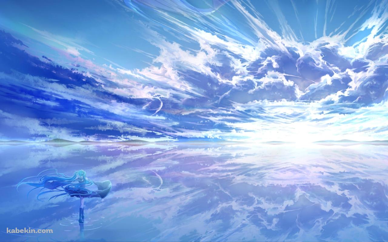 ウユニ湖に立つ初音ミク / ボカロの壁紙(1280px x 800px) 高画質 PC・デスクトップ用
