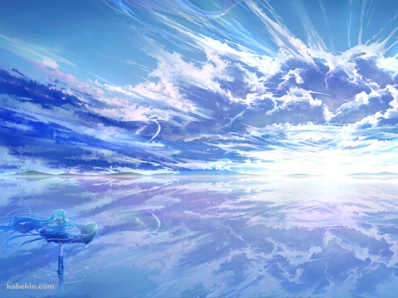 ウユニ湖に立つ初音ミク / ボカロの壁紙(1280px x 960px) 高画質 PC・デスクトップ用
