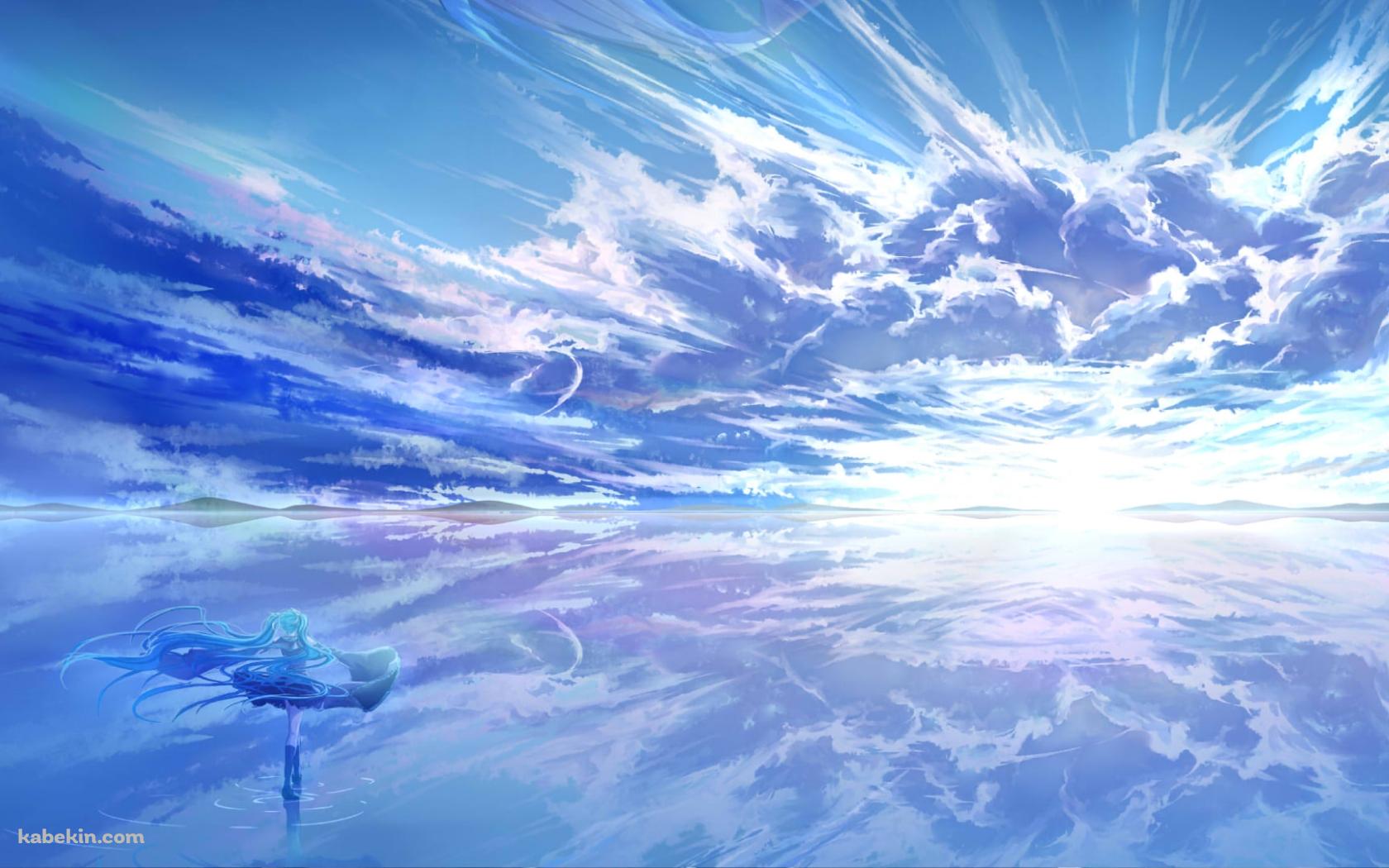 ウユニ湖に立つ初音ミク / ボカロの壁紙(1680px x 1050px) 高画質 PC・デスクトップ用