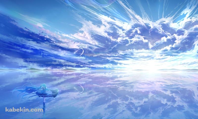 ウユニ湖に立つ初音ミク / ボカロの壁紙(800px x 480px) 高画質 PC・デスクトップ用