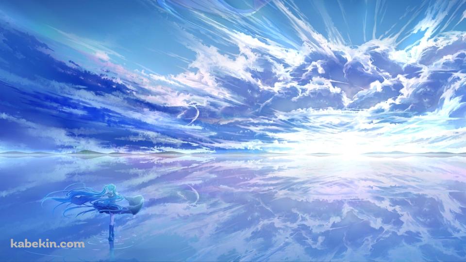 ウユニ湖に立つ初音ミク / ボカロの壁紙(960px x 540px) 高画質 PC・デスクトップ用