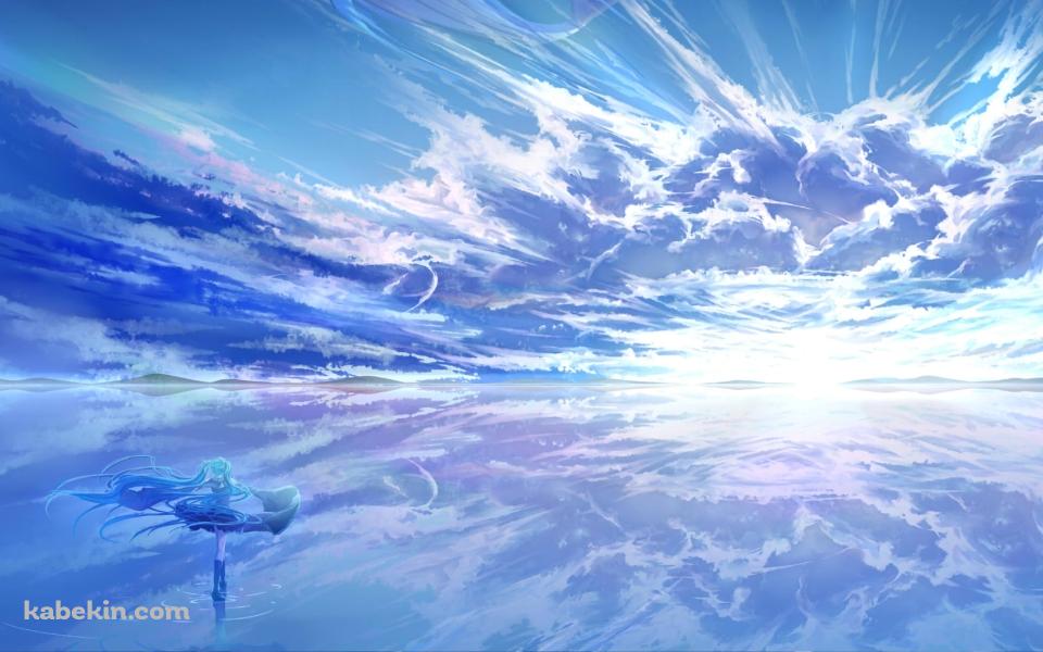 ウユニ湖に立つ初音ミク / ボカロの壁紙(960px x 600px) 高画質 PC・デスクトップ用