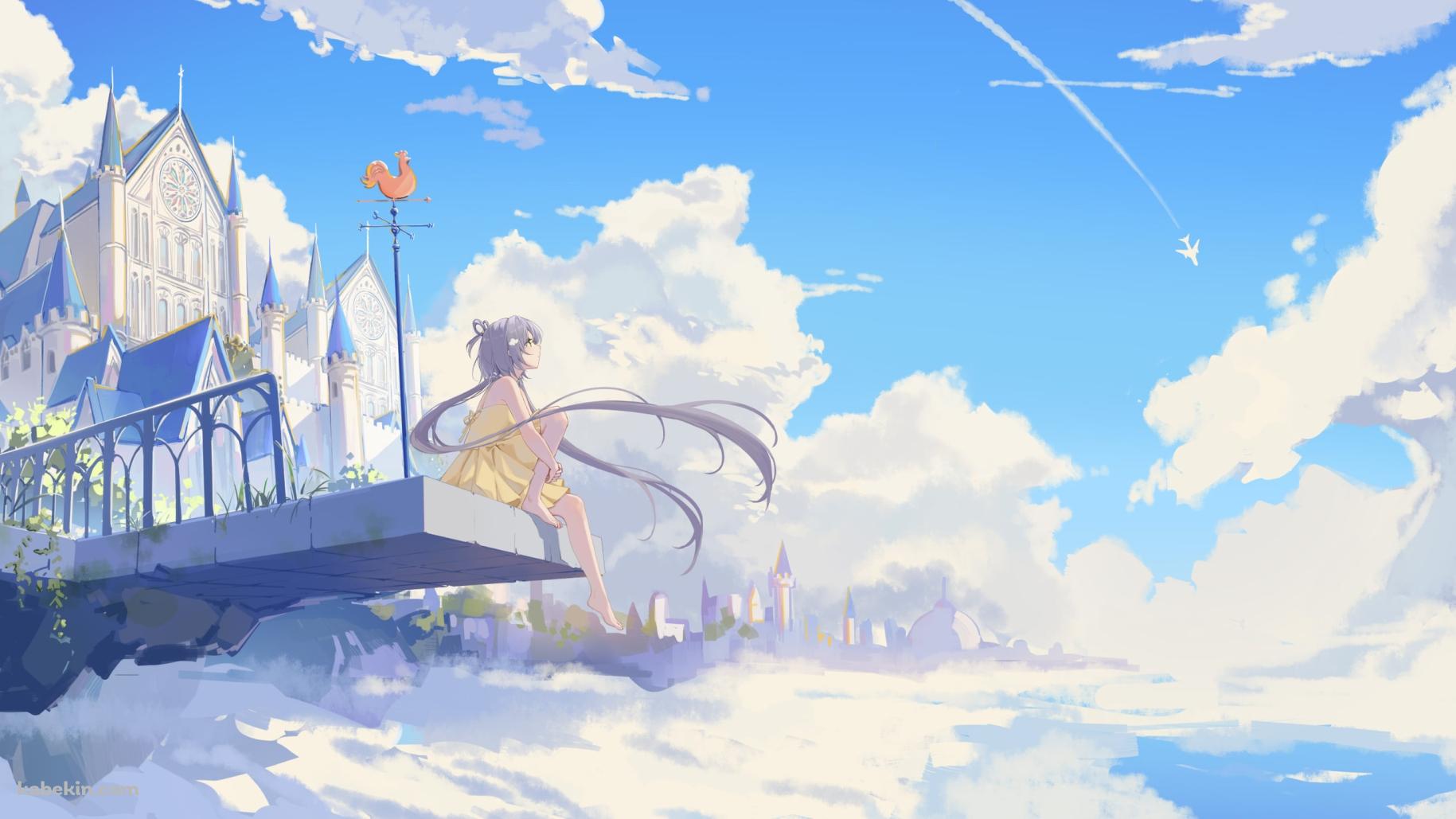 青空と飛行機と黄色い洋服を着た洛天依 / LUO TIANYI / ボカロの壁紙(1829px x 1029px) 高画質 PC・デスクトップ用